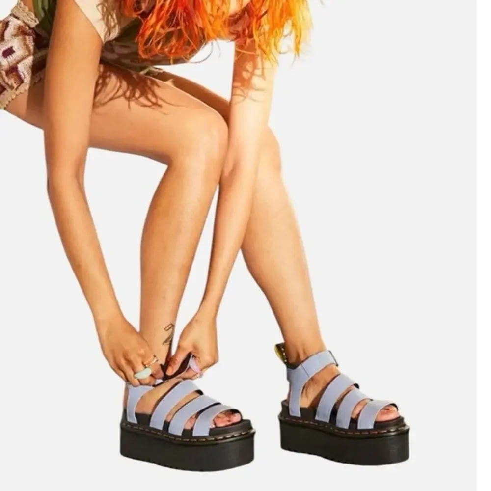 Dr. Martens Blaire Pisa Quad Platform Sandals Blue Women’s 9 EU 41